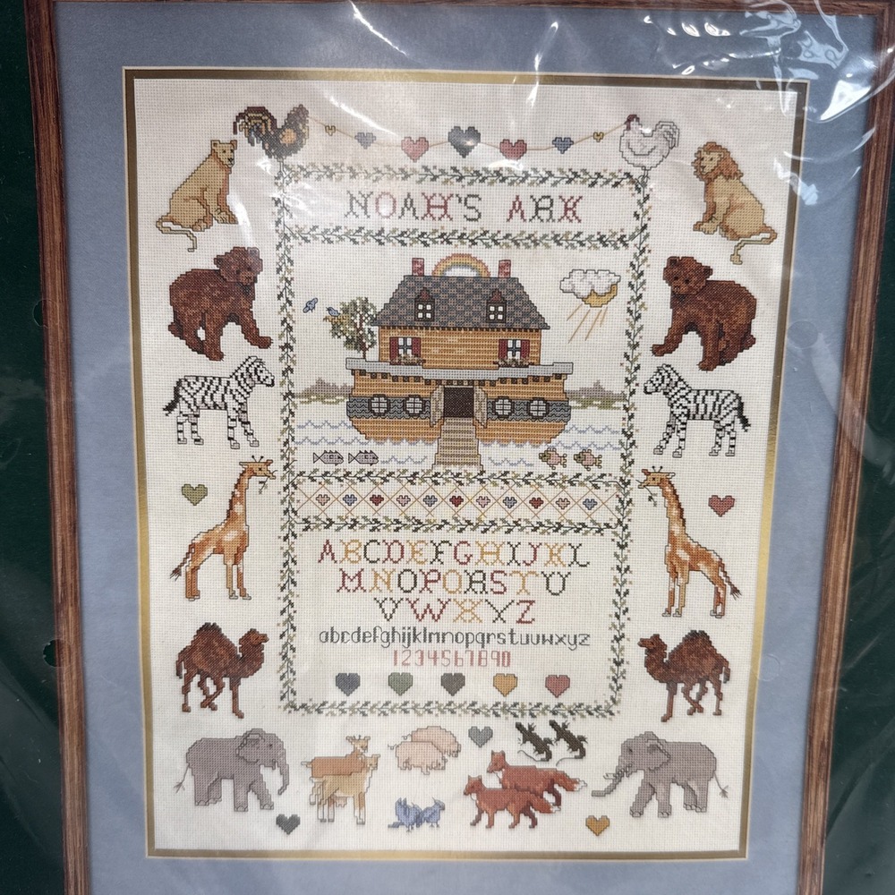 Vtg. Sealed Elsa Williams Two By Two Noah's Ark Sampler Counted Cross Stitch Kit
